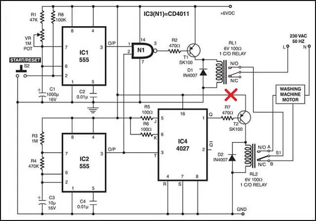 Обрыв цепи питания между нагревательным элементом и модулем управления